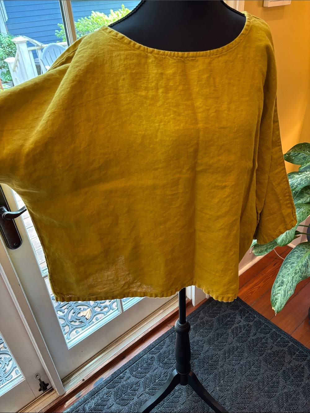 bryn Walker Mustard Linen Boatneck Tunic - Picture 3 of 8